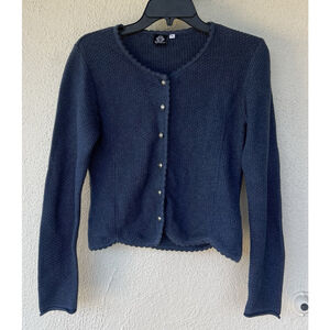 Almenrausch Blue Button Front Knit Cardigan Sweater S German Oktoberfest Chunky